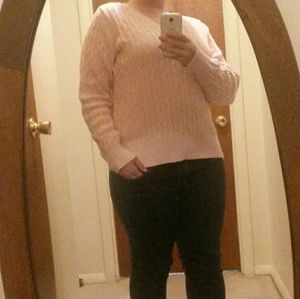 Pink St John's Bay Cable Knit Sweater